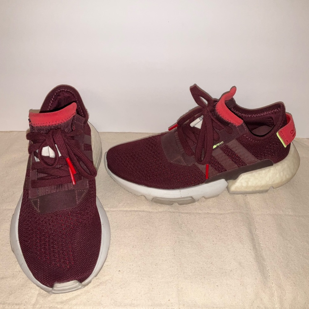 Adidas Womens POD-S3.1 Running Shoes Burgundy/Red DB3541 Low Top Lace Up SZ 7
